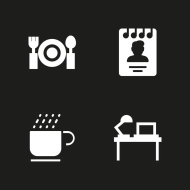 kahve Icon set. Masaüstü, kahve fincanı ve gündem vektör grafik tasarım ve web için simge