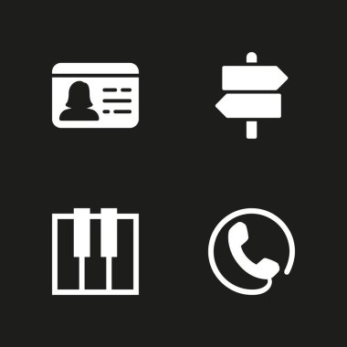 Office simge seti. Post, klavye ve grafik tasarım ve web için kimlik kartı vektör simge