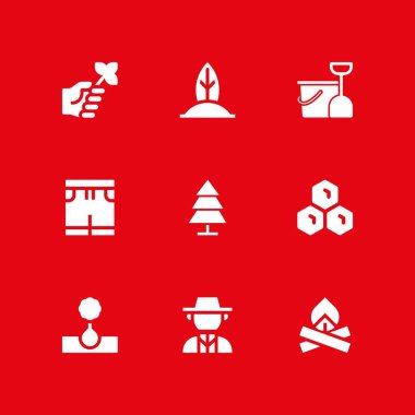 Yaz Icon set. Mayo, Norveç ve grafik tasarım ve web için şenlik ateşi vektör simge