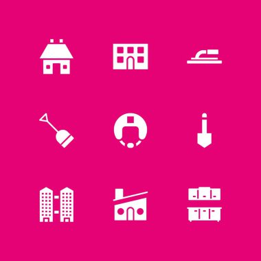 İnşaat Icon set. kask, ev ve modern ev grafik tasarım ve web için simge vektör