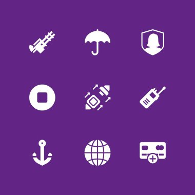 Güvenlik Icon set. Dur, kredi kartı ve grafik tasarım ve web için çapa vektör simge