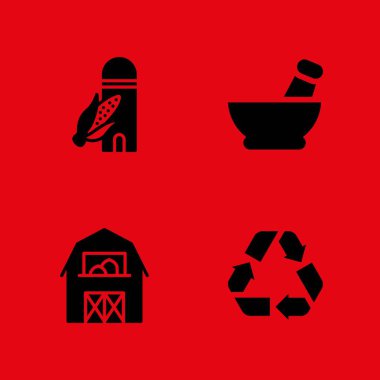 Logo simge seti. harç, geri dönüşüm ve grafik tasarım ve web için ahır vektör simge