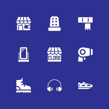 moda Icon set. grafik tasarım ve web için yüksük, çizme ve dükkanı vektör simge