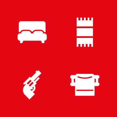 Hotel Icon set. grafik tasarım ve web için havlu, yatak ve tabanca vektör simge