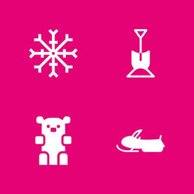 Kış Icon set. grafik tasarım ve web için ayı, kar ve kar tanesi vektör simge
