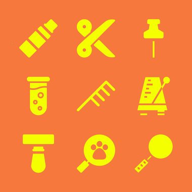 Aracı simge seti. Zoom ile tüp ve makas vektör grafik tasarım ve web için simgeleri