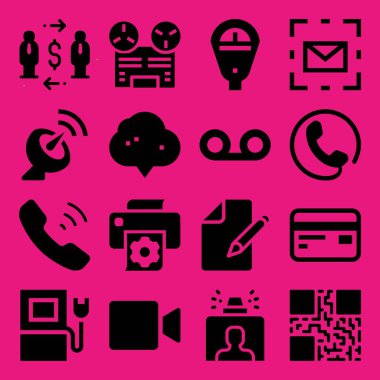 teknoloji Icon set. Exchange, yazıcı ve telefon vektör grafik tasarım ve web için simgeleri