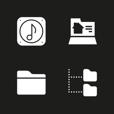 klasör simge seti. grafik tasarım ve web için klasör ve müzik dosya vektör simgesi