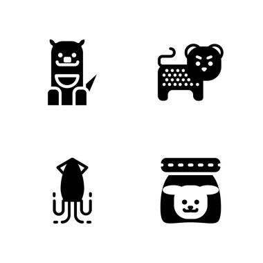 hayvan Icon set. grafik tasarım ve web için Cheetah, Kanguru ve köpek gıda vektör simgesi