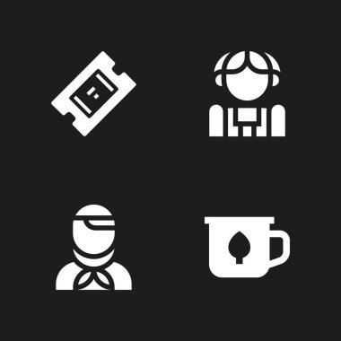 grafik tasarım ve web için illüstrasyon vektör 4 futbol simge seti ile Sırp, Bilet ve Kupası