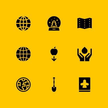 küre simge seti. küresel, seyahat ve ozon tabakası vektör grafik tasarım ve web için simge