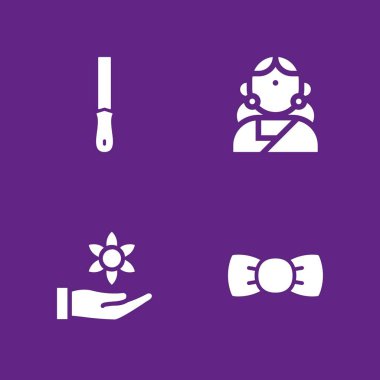 Düğün Icon set. kravat, kesim ve grafik tasarım ve web için Hint vektör simge yay