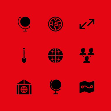 küre simge seti. grafik tasarım ve web için seyahat, internet ve harita vektör simge