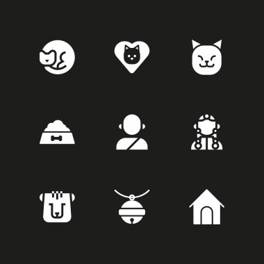 9 köpek simgesi ile evde beslenen hayvan bell, Tibet ve grafik tasarım ve web için ayı vektör çizim seti