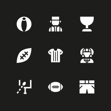 9 futbol simgesi plaj topu, Amerikan futbolu ve grafik tasarım ve web için Sırp vektör çizim seti