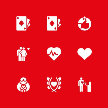 kalp Icon set. tansiyon ölçer, ace of Clubs'da ve grafik tasarım ve web için vektör simge seviyorum