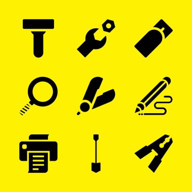kürek, İngiliz anahtarı, yakınlaştırma ve bıçak Icons set. Vektör grafik tasarım web ve uygulama için
