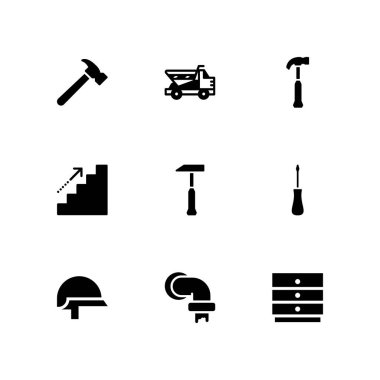 İnşaat Icon set. borular, tornavida ve merdiven grafik tasarım ve web için simge vektör