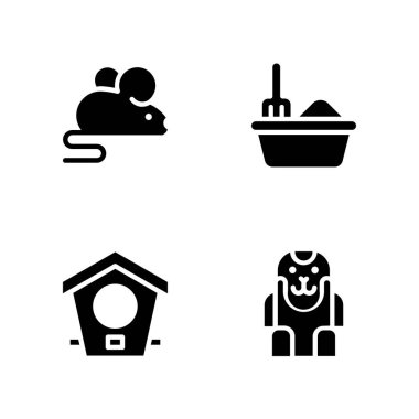 hayvan Icon set. grafik tasarım ve web için kuş evi, fare ve maymun vektör simgesi
