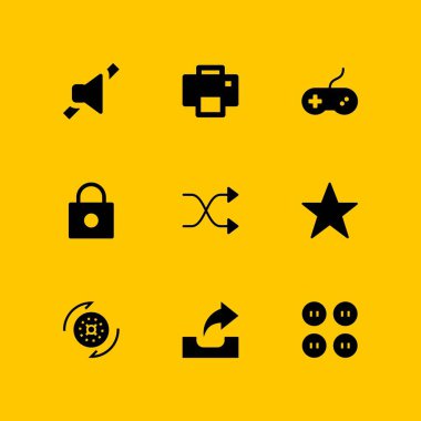 Icon set düğmesine basın. grafik tasarım ve web için Gamepad, düğmeler ve sessiz vektör simge