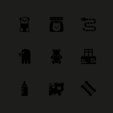 hayvan Icon set. grafik tasarım ve web için inek, merdiven ve köpekbalığı kafesi vektör simge