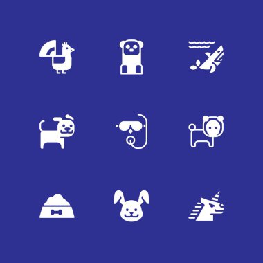 hayvan Icon set. grafik tasarım ve web için simge vektör Panda, tek boynuzlu at ve koyun