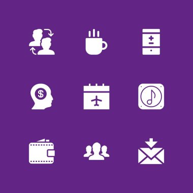 Web simge seti. grafik tasarım ve web için simge vektör Kullanıcı, müzik dosyası ve takvim