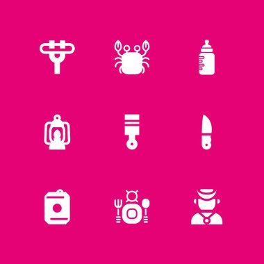 Gıda simge seti. grafik tasarım ve web için besleyici, yemek ve araç ve gereçleri vektör simge