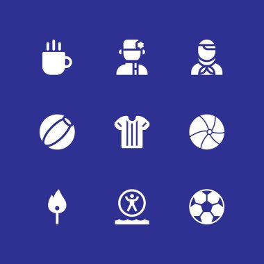 futbol Icon set. Kupası, futbol topu ve grafik tasarım ve web için plaj topu vektör simge