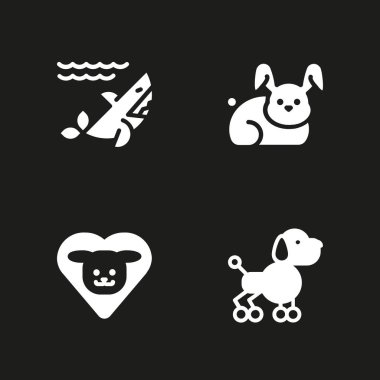hayvan Icon set. grafik tasarım ve web için köpek, fino köpeği ve tavşan vektör simge