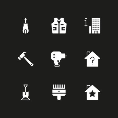 İnşaat Icon set. kürek, iş araçları ve grafik tasarım ve web için ev vektör simge