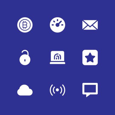 Ağ Icon set. grafik tasarım ve web için dizüstü bilgisayar, pano ve sohbet vektör simgesi