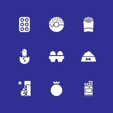 9 halka, tavuk ve çikolata vektör çizim için grafik tasarım ve web Icon set yemek