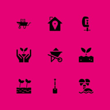 zemin Icon set. grafik tasarım ve web için kürek, ada ve inşaat vektör simge