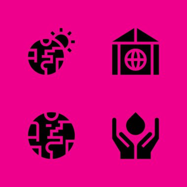 Dünya Icons set. Dünya gezegeni, küresel ısınma ve su ve diğer vektör simgeleri grafik tasarım ve web için Kaydet