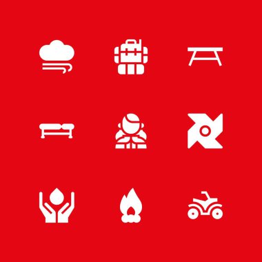 Doğa Icon set. grafik tasarım ve web için dört, tezgah ve fırıldak vektör simge