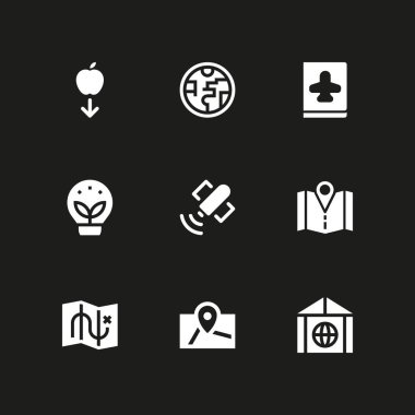 küre simge seti. sera etkisi, seyahat ve grafik tasarım ve web için vektör simge göster