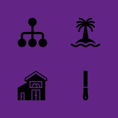 ağaç Icon set. Plaj, ahır ve grafik tasarım ve web için kesme vektör simge