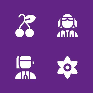 çiçek Icon set. grafik tasarım ve web için çiçek, Ukraynaca ve kiraz vektör simgesi