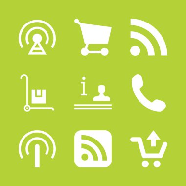 Icon set düğmesine basın. İle arabası, bilgi ve sinyal vektör grafik tasarım ve web için simgeleri