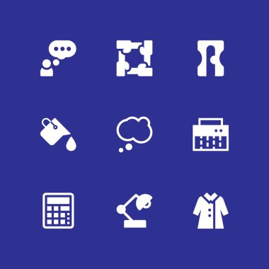 İş Icon set. grafik tasarım ve web için kalemtıraş, hesap makinesi ve boya kovası vektör simgesi