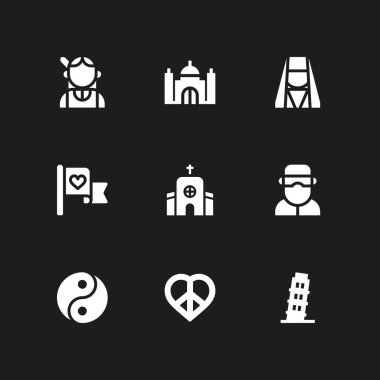 din Icon set. Kilise, yin yang ve grafik tasarım ve web için Ermeni vektör simge