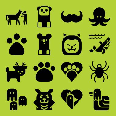 vahşi Icon set. Pawprint ile pençe ve köpekbalığı vektör grafik tasarım ve web için simgeleri