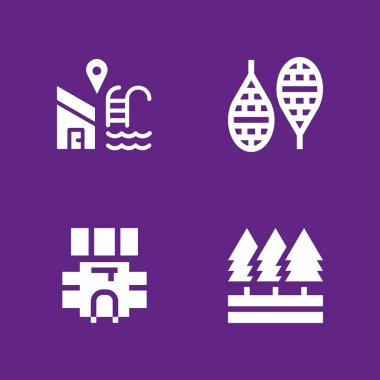 Güneş Icon set. kar ayakkabılarını, sırt çantası ve grafik tasarım ve web için yüzme havuzu vektör simge