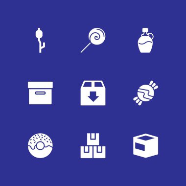 9 şeker simgesi ile grafik tasarım ve web için hatmi, halka ve şeker vektör çizim seti