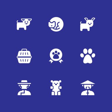 köpek Icon set. Tibet, kedi ve köpek yavrusu vektör grafik tasarım ve web için simge