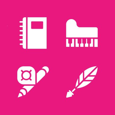 Eğitim Icon set. Kalemle, tüy ve dizüstü grafik tasarım ve web için simgeler vektör