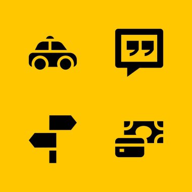 teknoloji Icon set. vektör grafik tasarım ve web için simge ödeme yöntemi, taksi ve sohbet