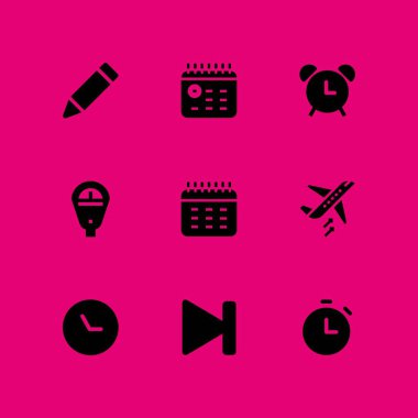 Saat simgesini ayarla. Takvim, parkmetre ve grafik tasarım ve web için Zamanlayıcı vektör simge