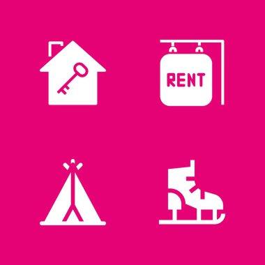 adam Icon set. grafik tasarım ve web için ev, buz pateni ve kira vektör simgesi